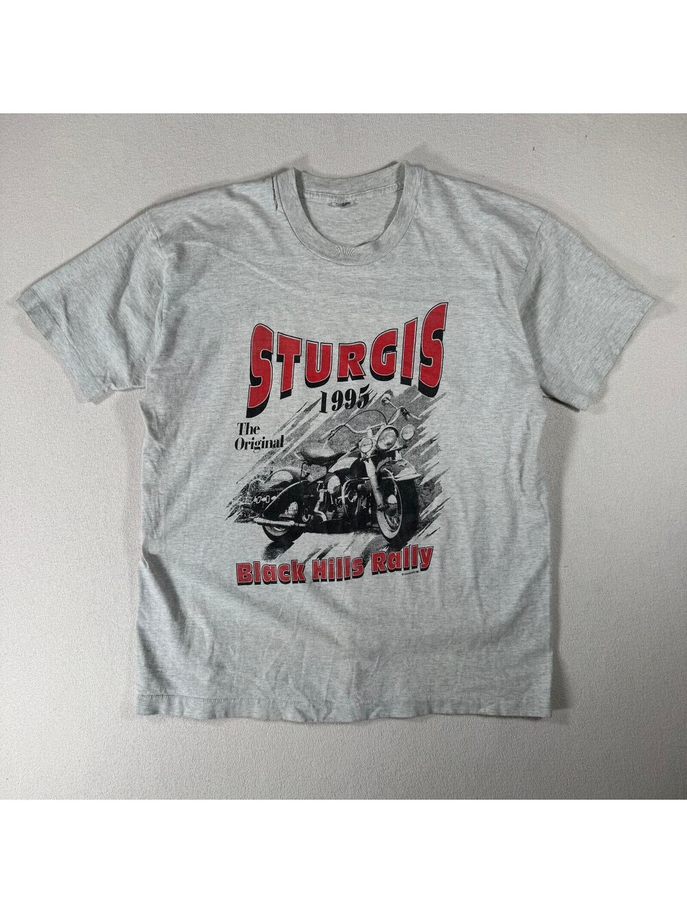 1995 Sturgis Black Hills Rally Vintage T-Shirt XL Gray Motorcycle Graphic